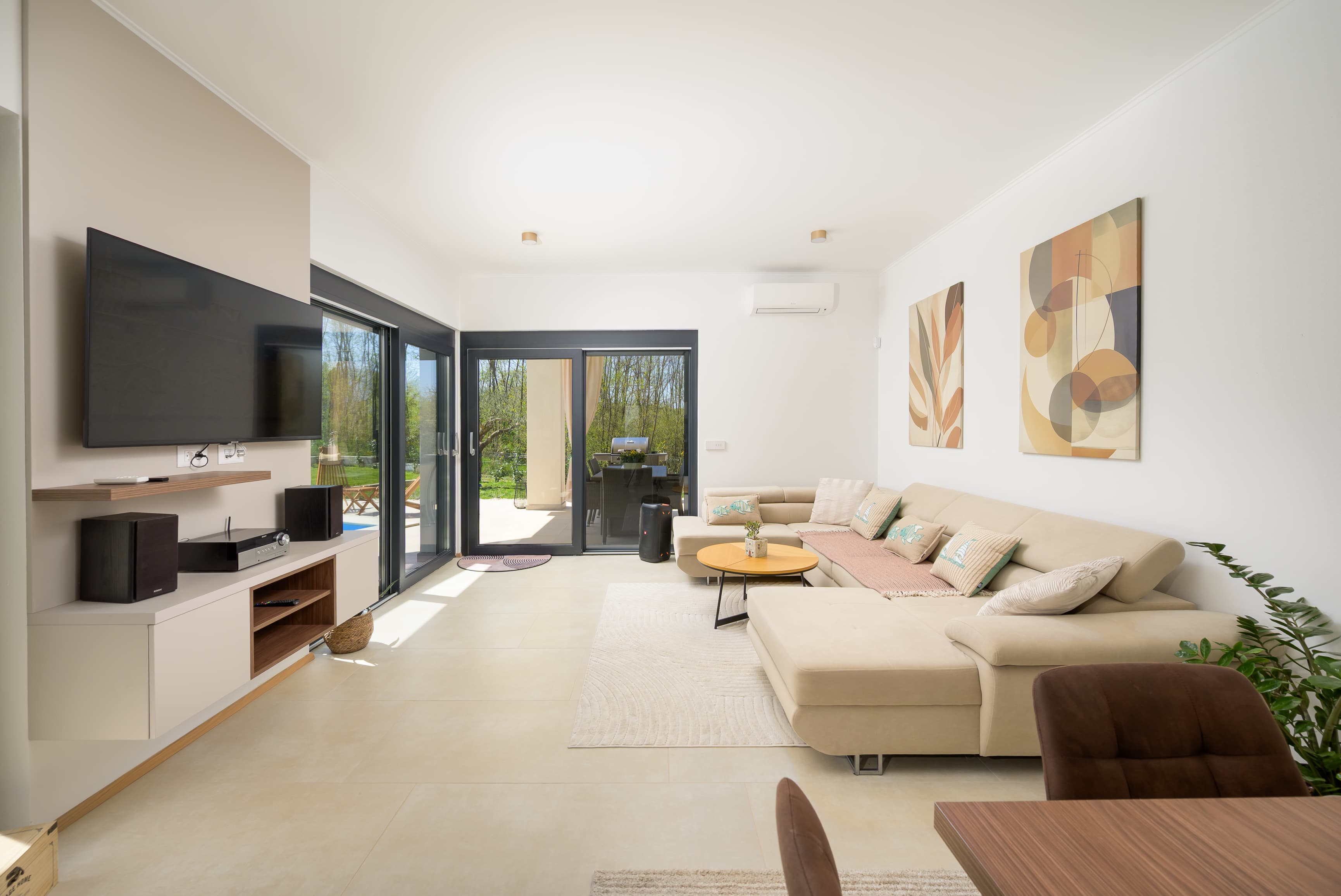 Living room with garden doors